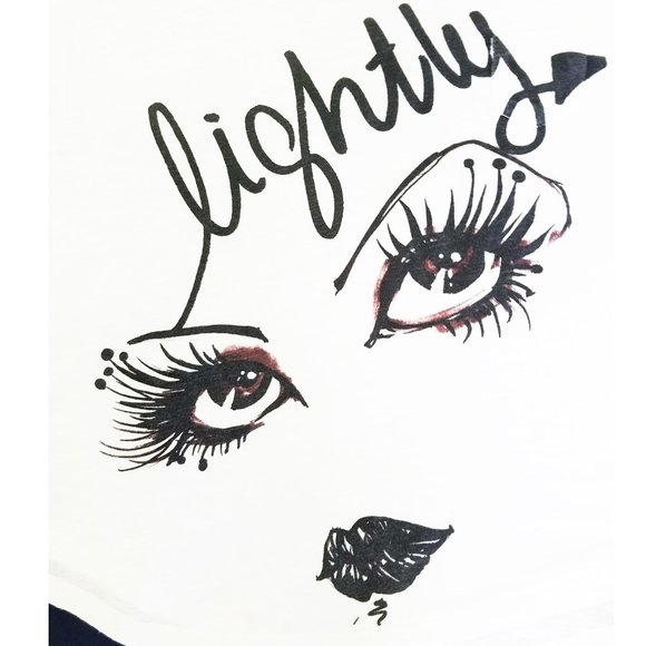 RARE  ZARA Evening Collection Face Eyes Lips Print Lightly Shirt Tshirt - Picture 3 of 6